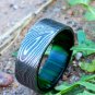 Damascus Steel Ring Band Walnut Wood Shall Custom Width Handmade Damascus Ring Men