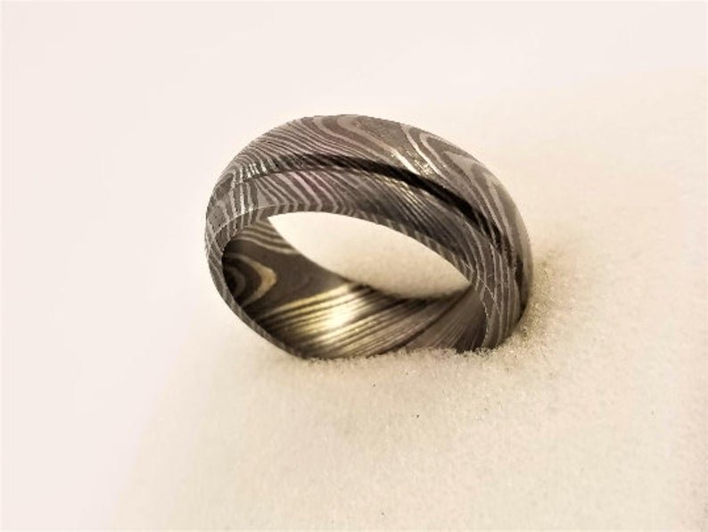 Damascus Steel Ring Band Custom Width Handmade Damascus Ring Men Wedding Ring Men Engagement