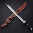 28.5" Custom Hand Made Forged Damascus steel SWORD Handle Stacked Walnut,
