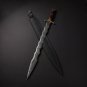 28.5" Custom Hand Made Forged Damascus steel SWORD Handle with Bull Horn With Leather Sheath