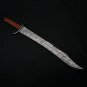 26" Custom Hand Made Forged Damascus steel SWORD Handle with Brown Micarta With Leather Sheath