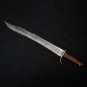 26" Custom Hand Made Forged Damascus steel SWORD Handle with Brown Micarta With Leather Sheath