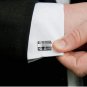Damascus Steel Black Silver Mens Cufflinks Square Zircon CZ Inlay Hammered Stainless