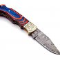 Handmade Damascus Folding Pocket knife Hunting knife 100% Handmade