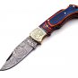 Handmade Damascus Folding Pocket knife Hunting knife 100% Handmade