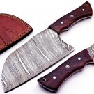 Handmade Damascus Steel trusted butcher knife Cleaver Chopp Heavy Duty Damascus With Leather Sheath