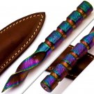 6.5" Custom Handmade Damascus Steel Hunting Tri Dagger Hand Forged Twisted Pattern