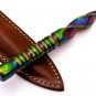 6.5" Custom Handmade Damascus Steel Hunting Tri Dagger W/Sheath Hand Forged Twisted Pattern Multi