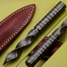6.5" Damascus Fixed Blade Knife Handmade Tri Dagger Hand Forged Twisted Pattern Kris Blade new 135
