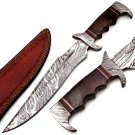 16.25" Coustom handmade Forged Damascus Steel Hunting knife Steel Handle Walnut Wood