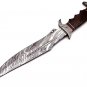 16.25" Coustom handmade Forged Damascus Steel Hunting knife Steel Handle Walnut Wood