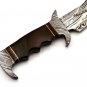 16.25" Coustom handmade Forged Damascus Steel Hunting knife Steel Handle Walnut Wood