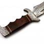 16.25" Coustom handmade Forged Damascus Steel Hunting knife Steel Handle Walnut Wood