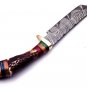 Handmade Damascus Steel Hunting knife Handle Deer Antler with leather Sheath -