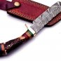 Handmade Damascus Steel Hunting knife Handle Deer Antler with leather Sheath -