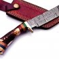 Handmade Damascus Steel Hunting knife Handle Deer Antler with leather Sheath -