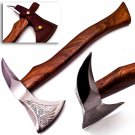 17.5" Custom Hand Made Forged Carbon Steel Hunting Axe Fixed Blade with Beautiful Design