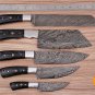 HAND FORGED DAMASCUS STEEL CHEF KITCHEN KNIFE SET WITH WOOD HANDLE