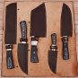 HAND FORGED DAMASCUS STEEL CHEF KITCHEN KNIFE SET WITH WOOD HANDLE