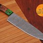 12.5" HAND FORGED DAMASCUS STEEL CHEF KNIFE WITH WOOD & HORNE HANDLE