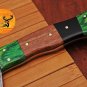 12.5" HAND FORGED DAMASCUS STEEL CHEF KNIFE WITH WOOD & HORNE HANDLE