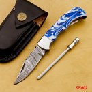 Groomsmen Damascus Folding Knife, Pocket Knife for Men - 6.5'' Made of Authentic Damascus Steel,