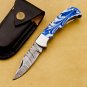 Groomsmen Damascus Folding Knife, Pocket Knife for Men - 6.5'' Made of Authentic Damascus Steel,