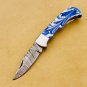 Groomsmen Damascus Folding Knife, Pocket Knife for Men - 6.5'' Made of Authentic Damascus Steel,