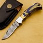 Damascus Steel Folding Pocket Knife Handmade Knife for Men Blade