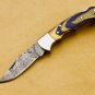 Damascus Steel Folding Pocket Knife Handmade Knife for Men Blade