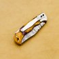 Damascus Steel Folding Pocket Knife Handmade Knife for Men Blade