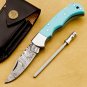 Damascus Steel Folding Pocket Knife Handmade Knife for Men Blade