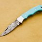 Damascus Steel Folding Pocket Knife Handmade Knife for Men Blade