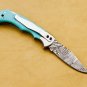 Damascus Steel Folding Pocket Knife Handmade Knife for Men Blade
