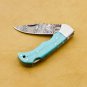 Damascus Steel Folding Pocket Knife Handmade Knife for Men Blade