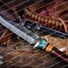 Dragon Knife 12″ Long 7 “Blade ” 13oz Damascus steel Fixed Blade Hunting Knife Hand Made