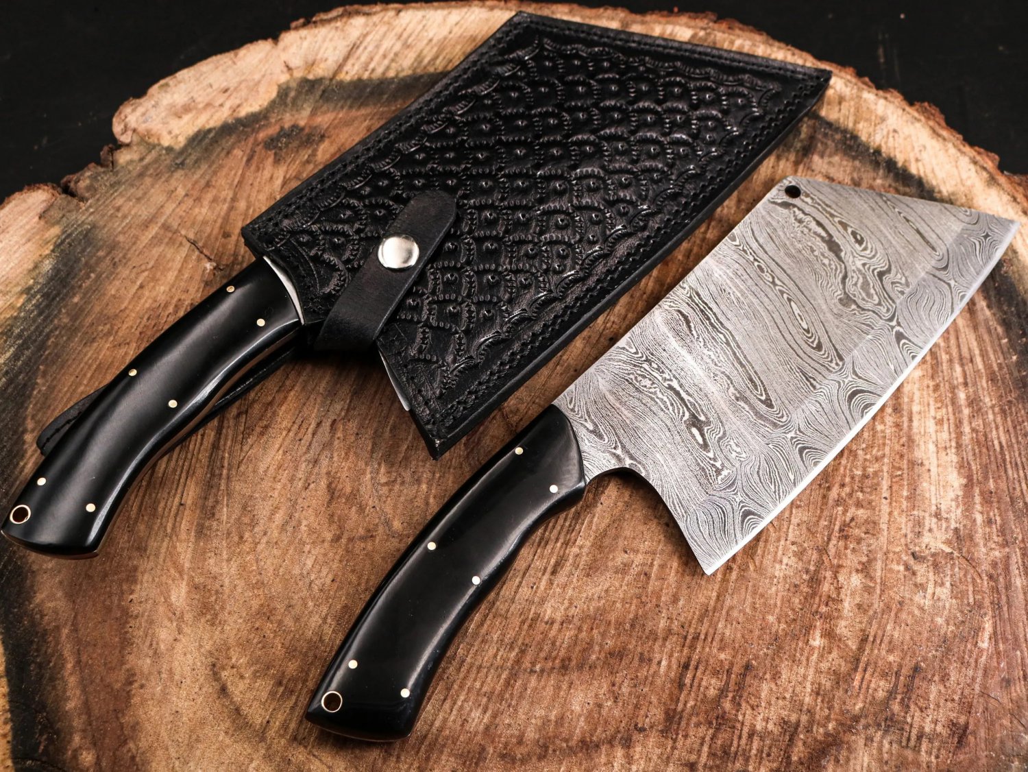 DS Black Panther Damascus Chef Cleaver Blade Knife World Class Knives