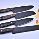 Black Cats 440c stainless steel Black Coated Chef Knives Set Hand Made
