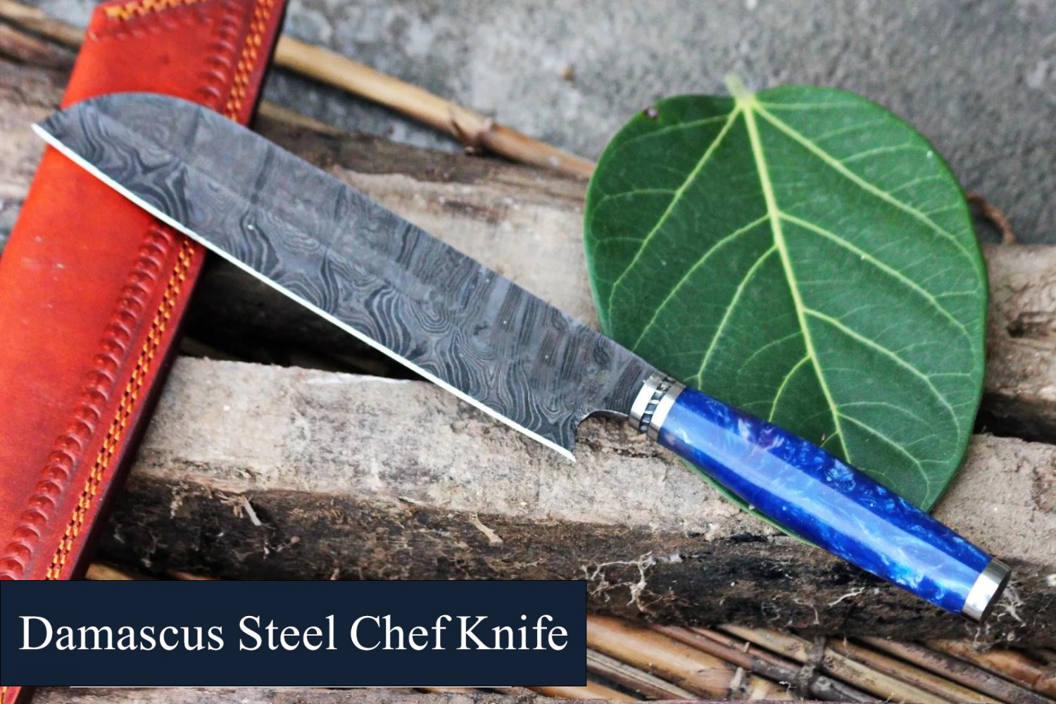 Siamese Knife 13.5 Long 8.2 Blade 9.1 oz Razor Sharp Hand Made Damascus Steel Chef Knife