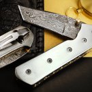 Bumble Bee Titanium Pocket Knife 7 in Long 3 in Blade 4.5 Ounce Damascus Pocket Knife