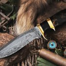 Copperhead Snake 13″ Long 8″Blade ” 12oz Damascus steel Hunting Bowie Handmade Knife