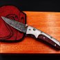 Hephaestus 7.5 Long Damascus Pocket Knives Titanium Handle and green ruby Diamond