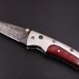 Hephaestus 7.5 Long Damascus Pocket Knives Titanium Handle and green ruby Diamond