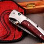 Hephaestus 7.5 Long Damascus Pocket Knives Titanium Handle and green ruby Diamond