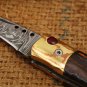 Apollo 7.5 Inches Long High End Damascus Pocket Knives Mokume Bolsters,Tiger Iron Gem Stone,Red Ruby
