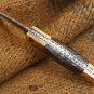 Apollo 7.5 Inches Long High End Damascus Pocket Knives Mokume Bolsters,Tiger Iron Gem Stone,Red Ruby