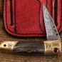 Apollo 7.5 Inches Long High End Damascus Pocket Knives Mokume Bolsters,Tiger Iron Gem Stone,Red Ruby