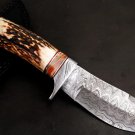 PERSIAN YUMA Knife 9.5″ Long 4.5″Blade” 7oz Hunting Fixed Blade Damascus Mix Calcite Spacers
