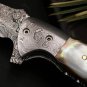 Pearl Shell 4 Inches Closed Blade Knife Damascus Folding Knife, Pocket Knife USA Made