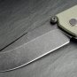 Pocket Knife D2 G10 Lucas Burnley Frame lock Flipper Kihon Assisted OD Green